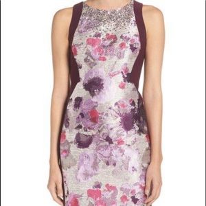 Adrianna Papell NWT Purple/Multicolor Jacquard Jersey Cocktail Dress. Size 8